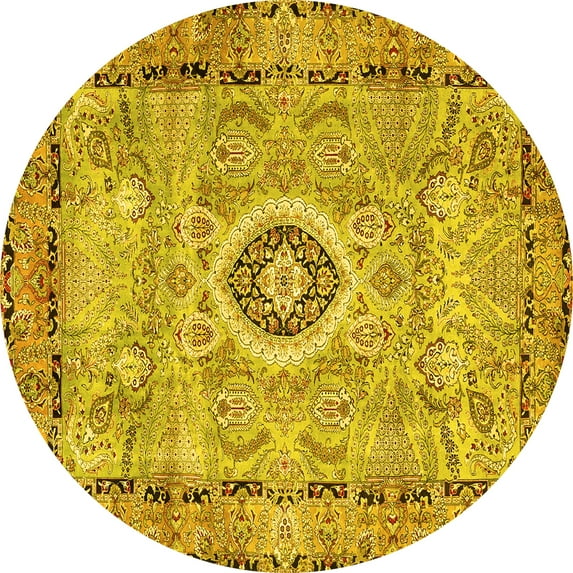 Ahgly Company Indoor Round Persian Yellow Traditional Area Rugs, 6' Round