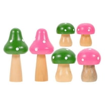 LABSERRON 6Pcs Pink Mushroom Statue for Bedroom and Kitchen Potted Plant Accessory Miniature Figurines