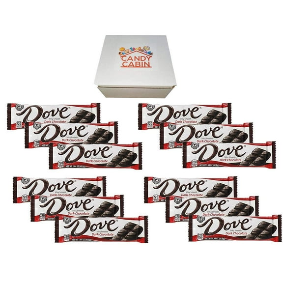 Dove Single Size 1.44 oz Chocolate Bars by CANDY CABIN DarkChocolate, 12 Pack