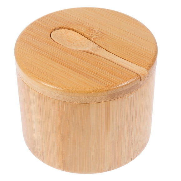 Shaker Bamboo Seasoning Jar Glass Shelf Spoon Can with Home Kitchenware Storage Holder
