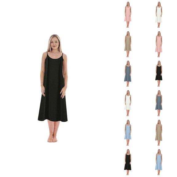 Nightgowns for Women Summer Loose Fit Spaghetti Strap Scoop Neck Midi Sleep Dress Pajama Dress Sleepwear