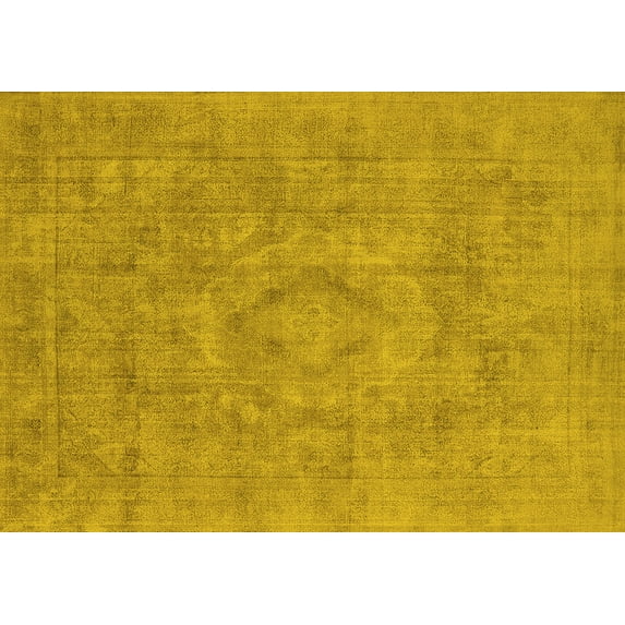 Ahgly Company Indoor Rectangle Oriental Yellow Industrial Area Rugs, 2' x 5'
