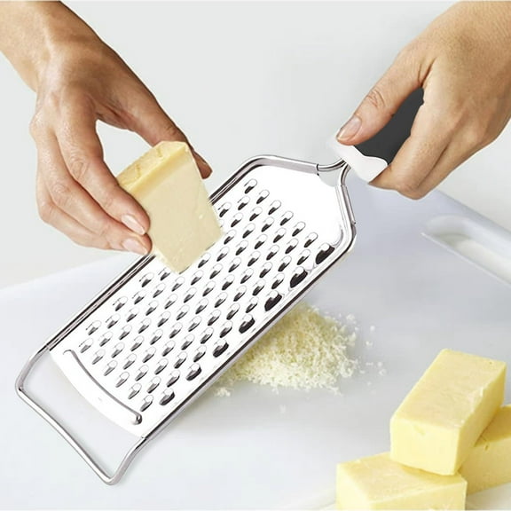 WUXICHEN Cheese Grater Stainless Steel - Durable Rust Resistant Metal Lemon Peel Grater With Handle - Flat Handheld Grater For Cheese, Chocolate, Spices