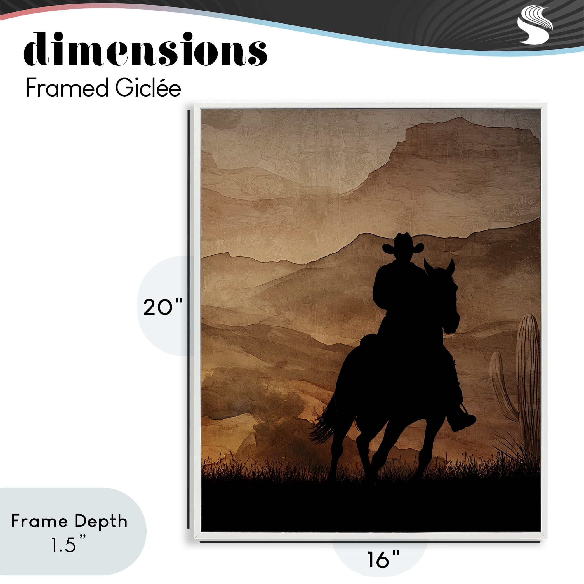 Stupell Industries Cowboy's Sunset Ride White Framed Giclee Art, design by Kim Allen