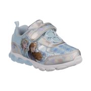 Disney Girls Frozen Theme with Five White Lights Sneakers, Blue Silver, Size: 11