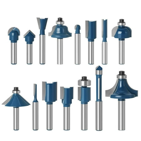 

15pcs Professional Tungsten Carbide Router Bits Set - 1/4 Inch Shank Milling Cutting Rotary Power Tool Accessories For Carpenters Woodworking