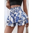 thumbnail image 2 of Women'S High Waist Ruffle Mini Shorts Cute Tiered Short Shorts with Shorts Underneath Blue S, 2 of 6