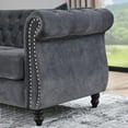 thumbnail image 5 of 58.8 Inch Chesterfield Sofa, Velvet Couch with Deep-Button Tufting, Modern Classic Design Sofa Quilted Upholstery, Furniture for Living Room, Office, Salon, Lounge, Grey, 5 of 7