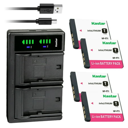 Kastar 4-Pack Battery and LTD2 USB Charger Replacement for Sony Cyber-shot DSC-T5 Cyber-shot DSC-T5/B Cyber-shot DSC-T5/N Cyber-shot DSC-T5/R Cyber-shot DSC-T9 Cyber-shot DSC-T10 DSC-T10/B