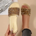 thumbnail image 3 of Eltusu Women Flat Slide Sandals, Party Open Toe PU No Slip Summer Shoes Gold Size 9, 3 of 10