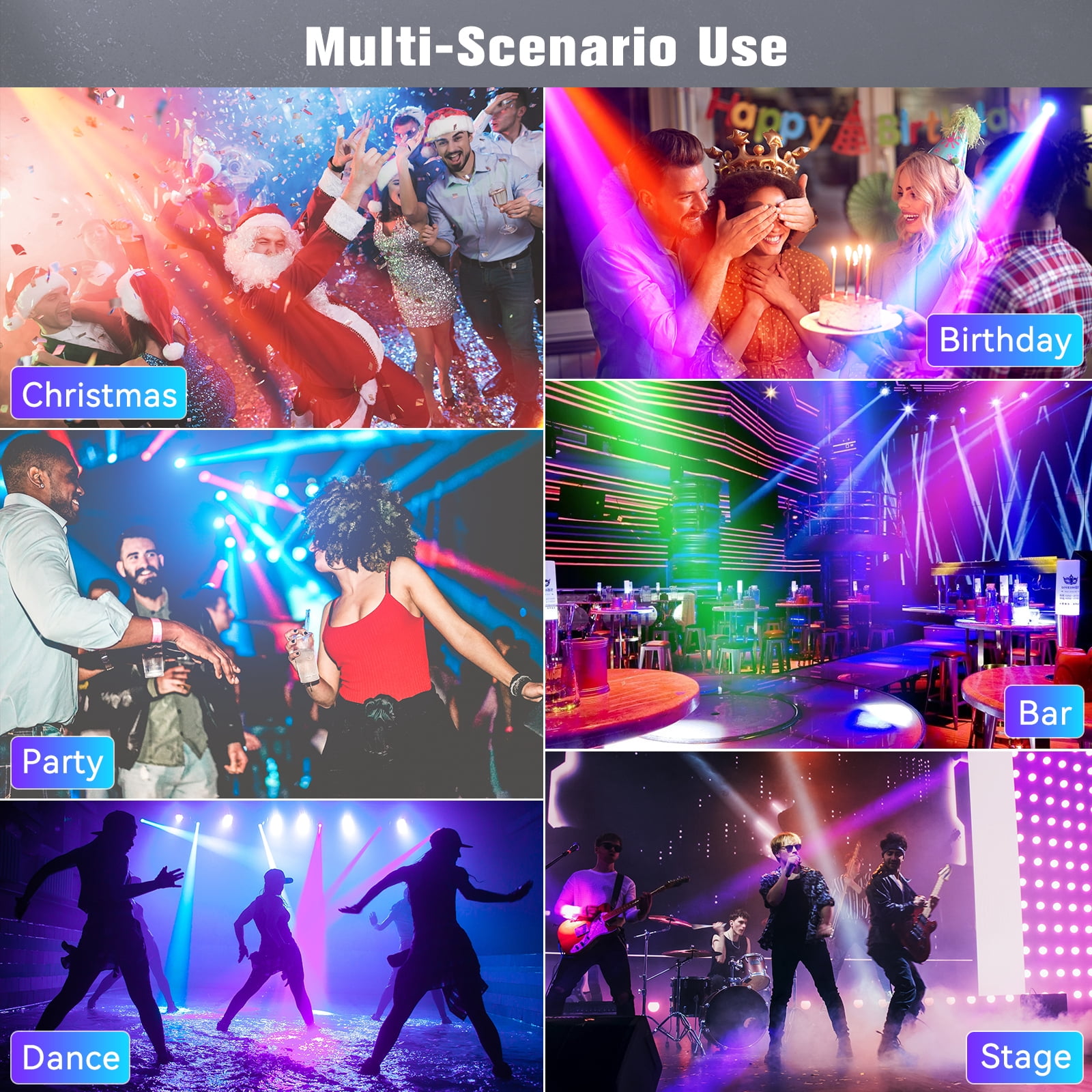 2Packs 60W LED Moving Head Light Stage Lights with Remote Control 7 GOBO 7 Colors Spotlight by DMX Controlled 11 Channel with Sound Activated for Disco Club Party Stage Lighting Shows
