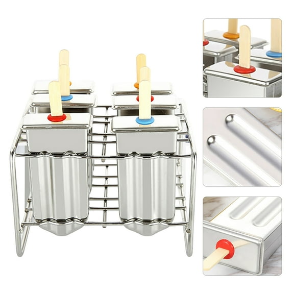 Miumaeov 6pcs Stainless Steel Popsicle Mold DIY Ice Cream Maker Ice Stick Holder Molds
