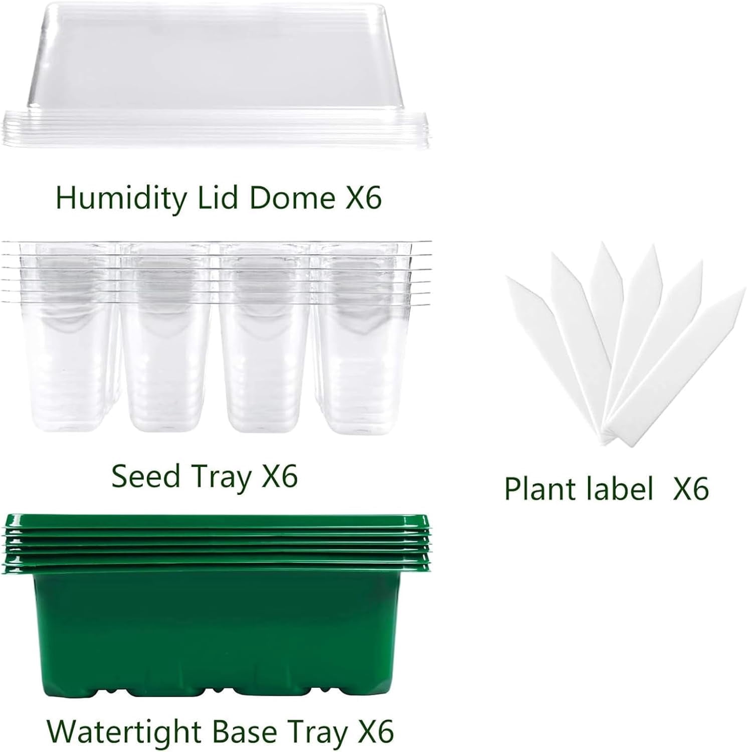 Seed Starter Tray, 6 Set with Adjustable Humidity Dome, Plant Starter Kit for Seeds Growing