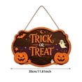 thumbnail image 2 of VMWMSSR Halloween Lighted Wooden Door Sign, Trick Or Treat Hanging Wall Plaque With Pumpkin Bat Ghost, Fall Holiday Hanging Ornament For Front Door Porch Entryway Home Decor(Orange1-11."), 2 of 3