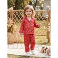 thumbnail image 4 of RUINIXCW Toddler Baby Girl Boy Silk Satin Pajamas Set Kids Spring Fall Winter PJS Set Sleepwear Striped Button Down Collar Long Sleeve Shirt Tops and Pants Set Loungewear Homewear, 4 of 7