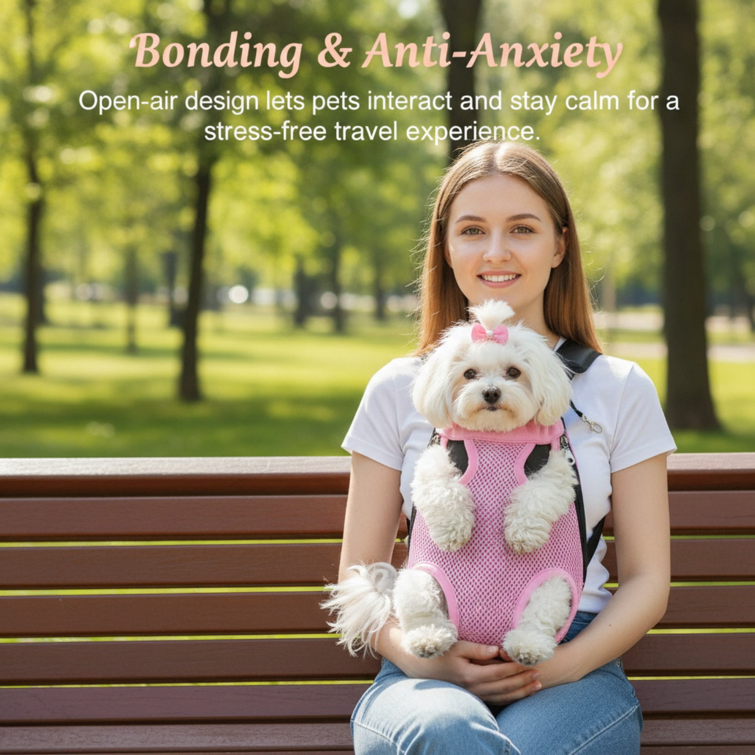 Dog Backpack Carrier, Adjustable Pet Front Carriers, Legs Out Carrying Sling Travel Bag for Small Medium Dogs 2.5-4 Lbs, Soft Wearable Puppy Chest Carry Backpacks for Walking/Hiking/Camping/Traveling