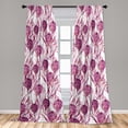 thumbnail image 4 of Ambesonne Tropical Curtains, Protea Flowers Palm Leaf, Pair of 28"x63", Dark Magenta White, 4 of 5