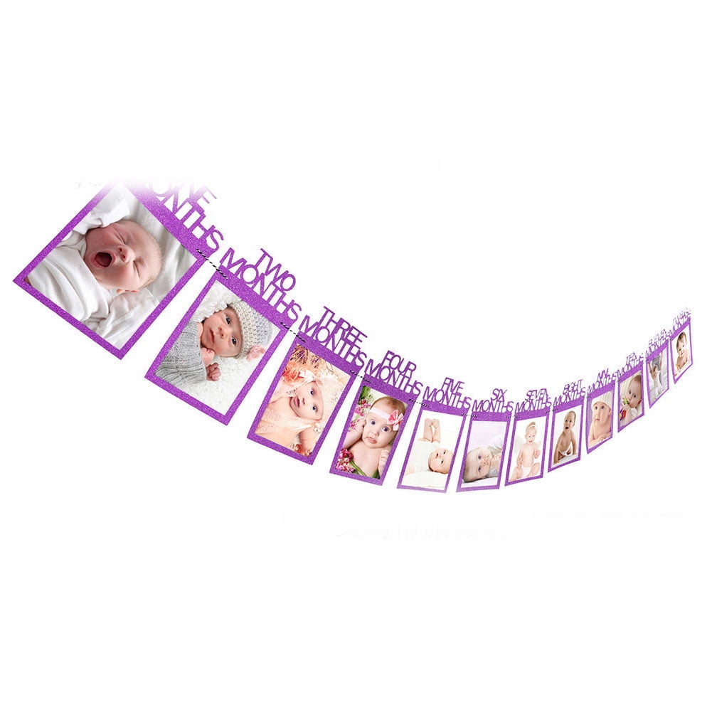 Hot Kids Birthday Gift Decorations 1-12 Month Photo Banner Monthly Photo Wall 
