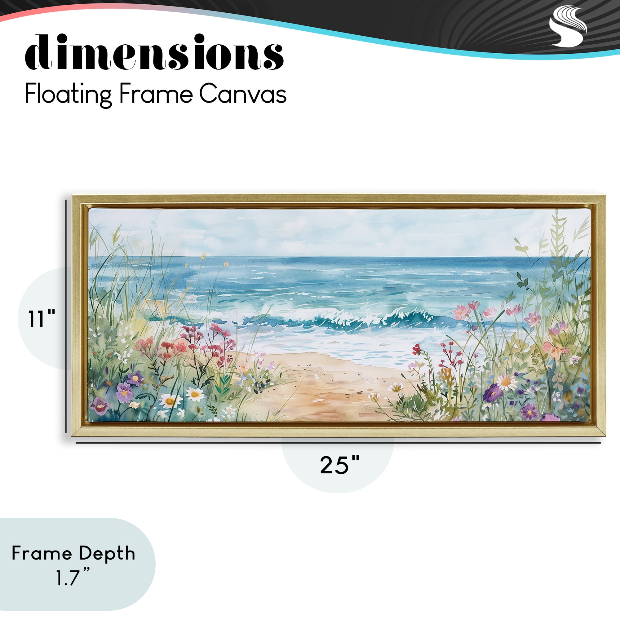 Stupell Industries Wildflower Seascape Beach Gold Framed Floater Canvas Wall Art, design by Heidi Kuntz