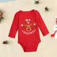 thumbnail image 4 of Hermoso mameluco navideño para bebé, primer año de Navidad, Papá Noel, reno, ropa de Año Nuevo, mono rojo para niño y niña, traje de juego para bebé, 4 of 5