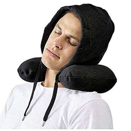 Tellsell Portable Travel Neck Pillow With Hoodie For Comfort Blue