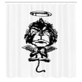 thumbnail image 2 of Ambesonne Gorilla Shower Curtain, Angelic Monkey with Wings, 69"Wx84"L, Charcoal Grey White, 2 of 4
