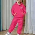 thumbnail image 3 of HUAXUN-Girls Heart Print 2PC Tracksuit Cotton Outfit Sweatshirts Sweatpants Set Youth Girls Pullover Casual Hooded Tops Pants Tracksuits,Matching Fleece Hoodie & Pants Set(A-Hot Pink,6-7 Years), 3 of 6