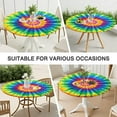 thumbnail image 7 of Colorful Rainbow Tie Dye Spiral Pattern Round Fitted Tablecloth with Elastic Edge,Dining Table Cover Waterproof,Outdoor Round Tablecloth for Camping,Dining,Indoor and Outdoor, 7 of 7
