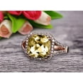 thumbnail image 3 of 7mm Cushion Cut Split Shank Promise Ring 2.05 Carat Champagne Diamond Moissanite Engagement Ring Anniversary Gift On 10k Rose Gold Art Deco Halo Design, 3 of 5