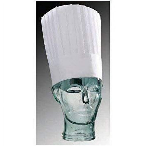 Matfer Bourgeat Disposable Toques Chefs Hats, 30 Pleats, 8 3/4", Pack of 10