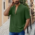 thumbnail image 6 of T-Shirts for Man Plus Size Short Sleeve V-Neck Lightweight Tops & Blouses Summer Casual Loose Fitness Pullover T-Shirt Gifts for Men Army GreenL, 6 of 10