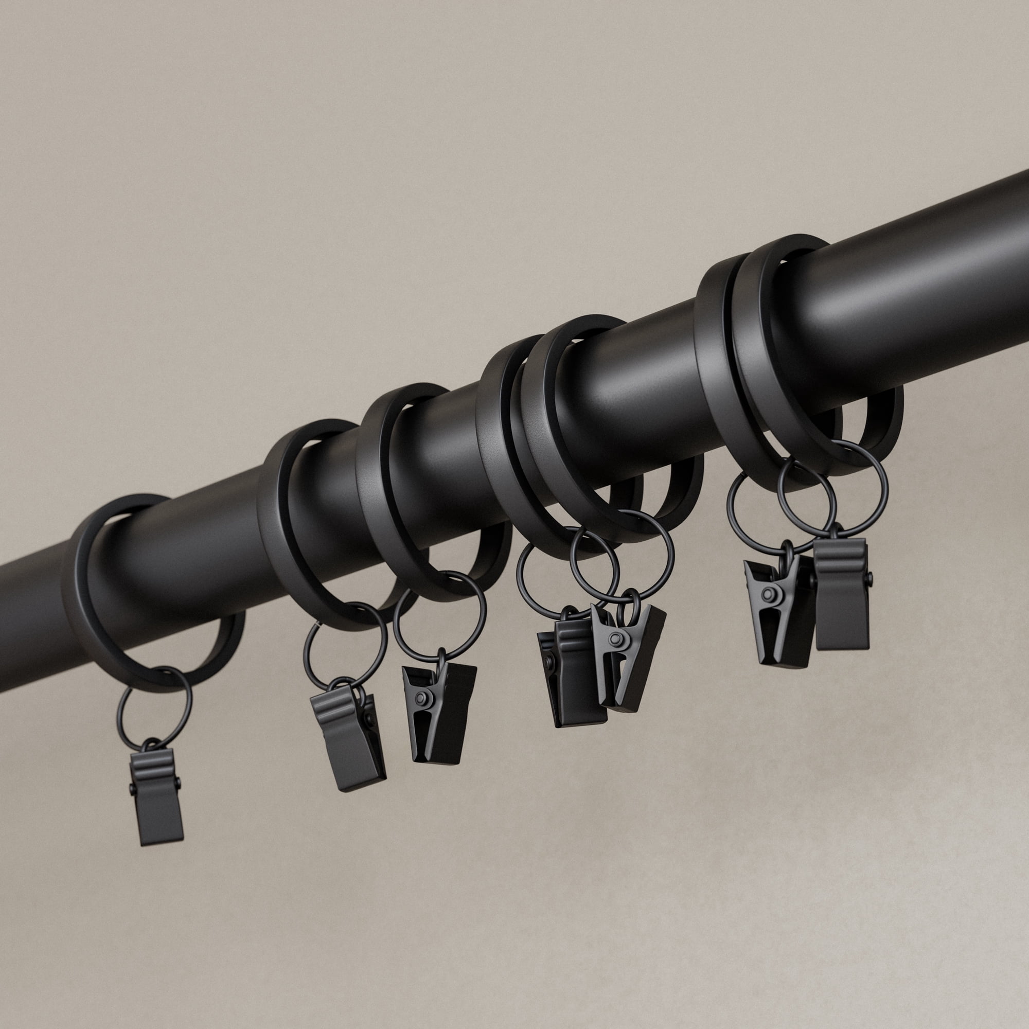 Better Homes & Gardens Matte Black Curtain Clip Rings (7 Pack)
