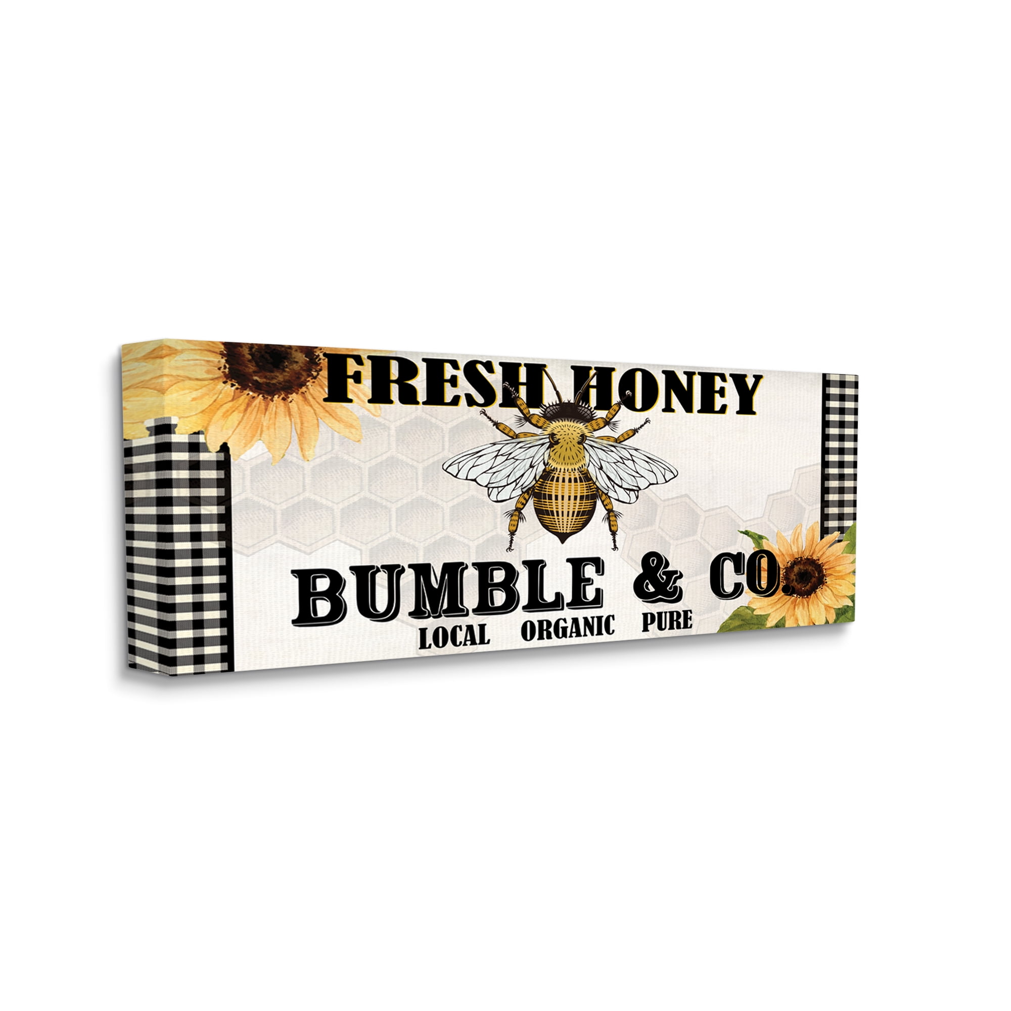 Stupell Industries Fresh Honey Bumble & Co. Advertisement Sunflowers Bee, 40 x 17,Design by Kim Allen