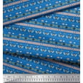 thumbnail image 3 of Soimoi Blue Poly Georgette Fabric Aztec Geometric Decor Fabric Printed Yard 52 Inch Wide, 3 of 3
