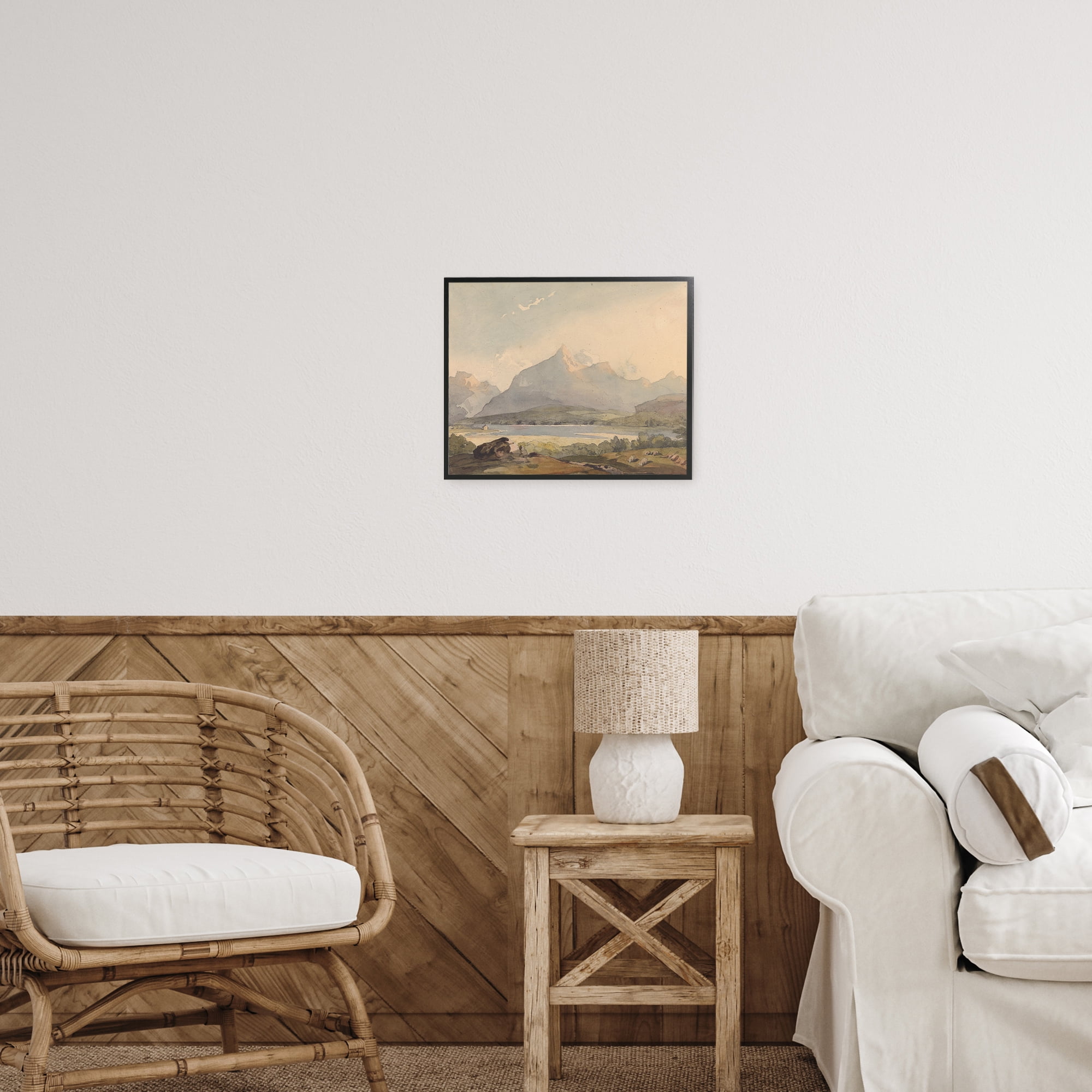 Peaceful Hazy Mountains Black Framed Giclee Art, design by Lettered and Lined