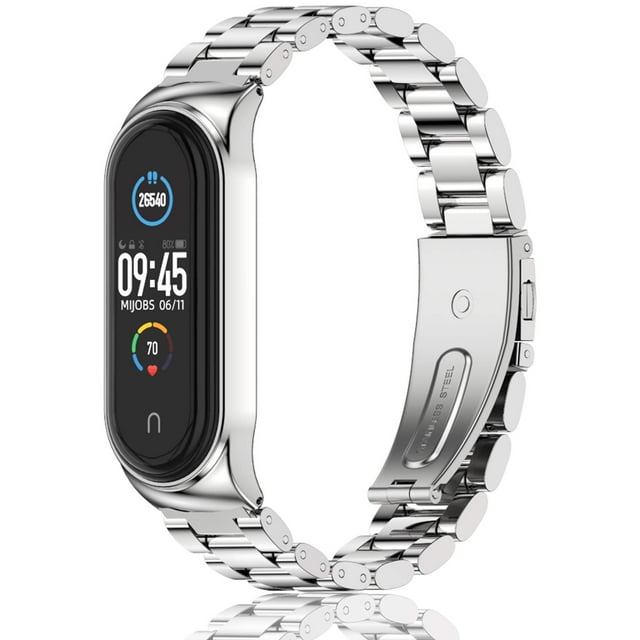 MIJOBS Correa para Xiaomi Mi Band 7 Mi Band 6 Mi Band 5 Correa de Metal Compatible con Mi Band 4 Mi Band 3 Pulsera de Repuesto Correa de Reloj de Acero Inoxidable para Hombres y Mujeres