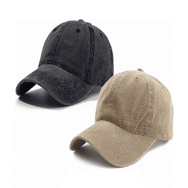 Gorra De Béisbol Vintage De Algodón Con Sólido 2 pzs, Beige + negro