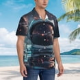 thumbnail image 3 of Gaeub Astronaut Helmet Reflections Print Men's Hawaiian Shirt,Button Down Short Sleeves Shirts,Tropical Beach Casual Button Down Shirts,3X-Large, 3 of 7