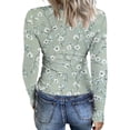 thumbnail image 4 of Long Sleeve Knit Tops for Women Floral Ribbed Tunic Shirts Casual Slim Fit Fall Pullover Tops, 4 of 5