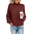 thumbnail image 1 of MesaSe Pull à Col Roulé Tricot Confortable et Doux Top pour les Femmes Formelles de la Fête Quotidienne Boule Vin Noir Rouge S, 1 of 5