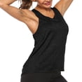 thumbnail image 7 of Workout Clothes for Women Sleeveless Cropped Tank Tops Scoop Neck T-Shirt Workout Sports Shirts Stretch Racerback Breathable Tee (Black,L), 7 of 7