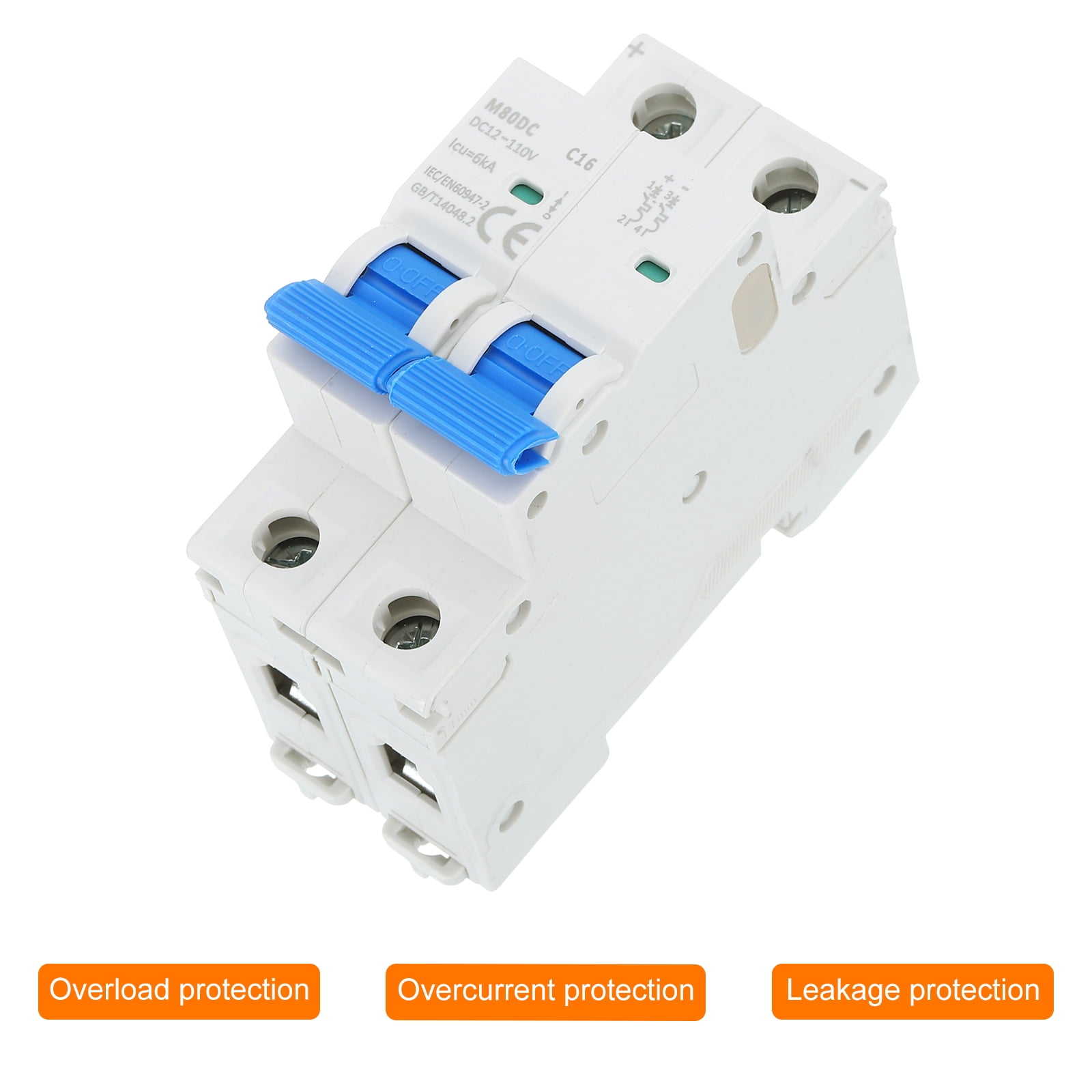 1 Pcs DC Miniature Circuit Breaker 2P 16A 12-110V Isolator M80DC DIN Rail Mount Disconnect Switch Circuit Breaker Protection Thermal Magnetic Trip