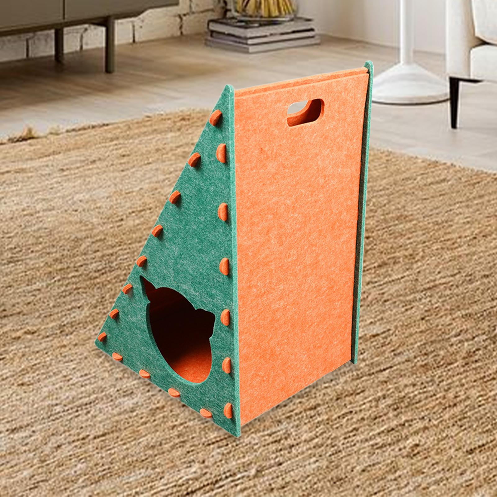 TOOYFUL Cat Scratching Post, Triangular Protection, Cat Scratching Board, Nest, Kitten Toy, for Small, Medium And Large Cats, Playing And Sleeping Green and Ornage
