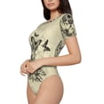 thumbnail image 2 of KLL Women 's Crew Neck Bodysuit Jumpsuits Vintage Floral Print Short onesies Stretch T Shirts, 2 of 7