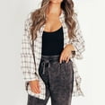 thumbnail image 2 of Mingw Womens Checkered Shirt Retro Long Sleeve Jacket Fall and Winter Lounge Fit Top,White,3XL, 2 of 6