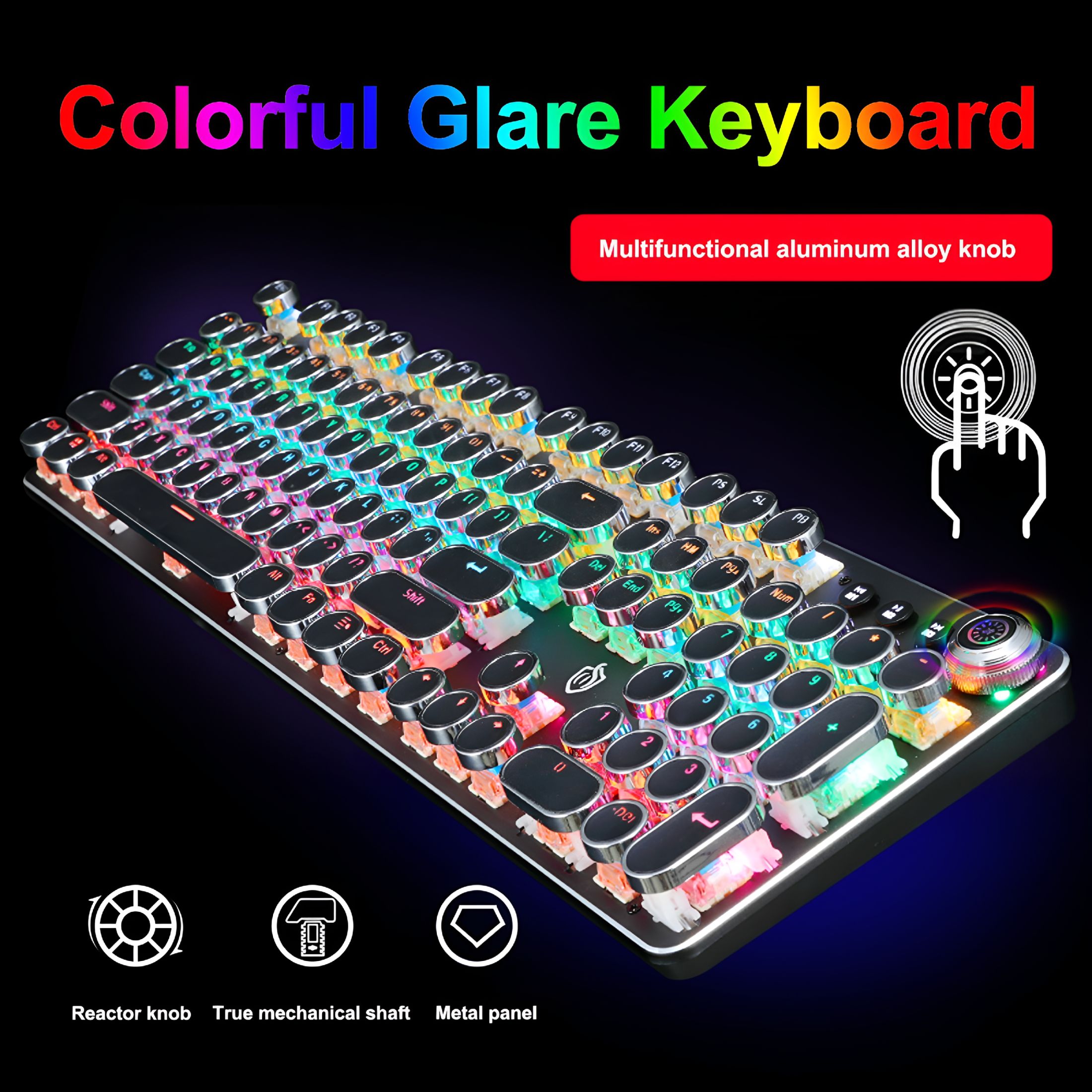 GJX 2026 New Mechanical Keyboard Black Mechanical Retro Steampunk Typewriter Rgb Keyboard Cool Light Green B,For Gaming,Typing,Office Work,Retro Style,Computer Use