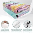 thumbnail image 4 of Quilts Twin Size Bedding Set, Purple Pink Lightweight Quilted Comforter, Spring Watercolor Wisteria Flowers Leaf Soft Reversible Bedspread Coverlet with Pillow Covers for All Season, 68" x 86", 4 of 9