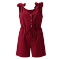 thumbnail image 6 of MSJUHEG Sweatpants Women Tank Tops Women Jumpsuits Soild V Neck Button Belted Jumpsuit Short Pants Joggers For Women Wine M, 6 of 8