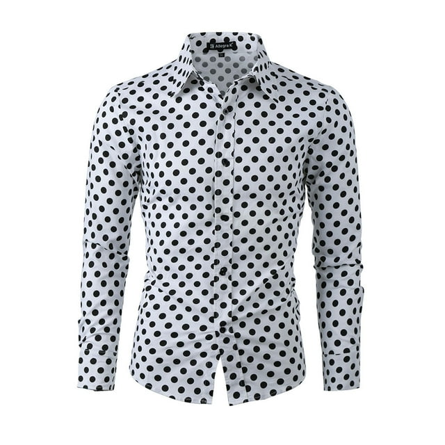 INSPIRE CHIC Chemise Habillée Ajustée pour Homme à Pois Imprimés à Manches Longues Boutonnée