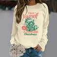 thumbnail image 2 of EHQJNJ Sweat-Shirt Vert à Col Rond pour Femmes Mode Mignon Décontracté Imprimé Col Rond Sans Capuche Manches Longues Sweat-Shirts Tendance Graphiques pour Dames Sans Capuche Doux et Chaud, 2 of 5